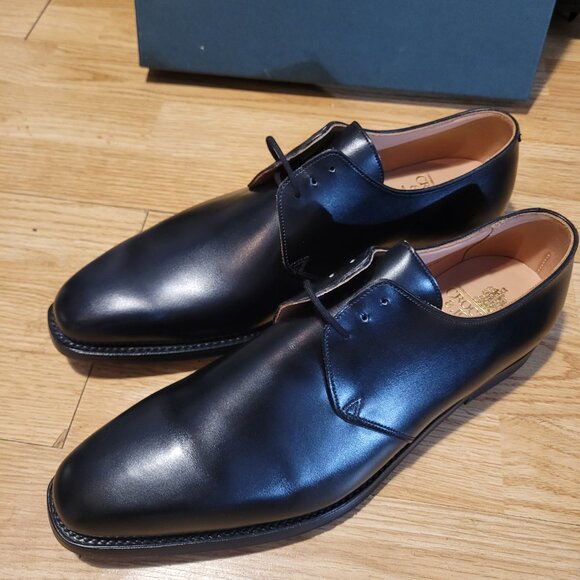Crockett & Jones Highbury Black Derby Shoes - Picture 2 of 10